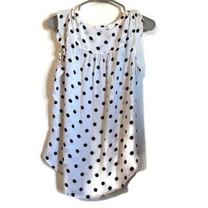 NY&C women's sleeveless blouse size M black polkadot/beige